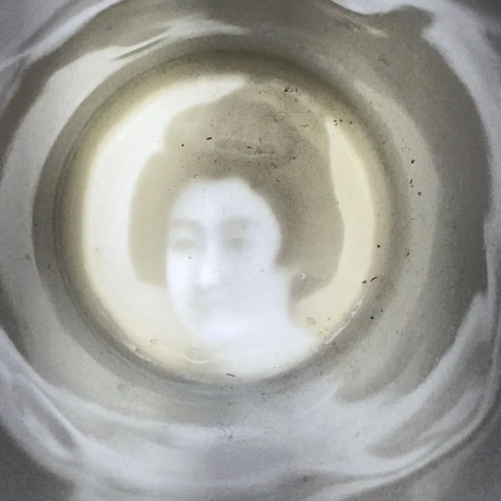 Vintage Japanese Lithophane Sake Cup Satsuma Moriage Geisha Girl Collectible